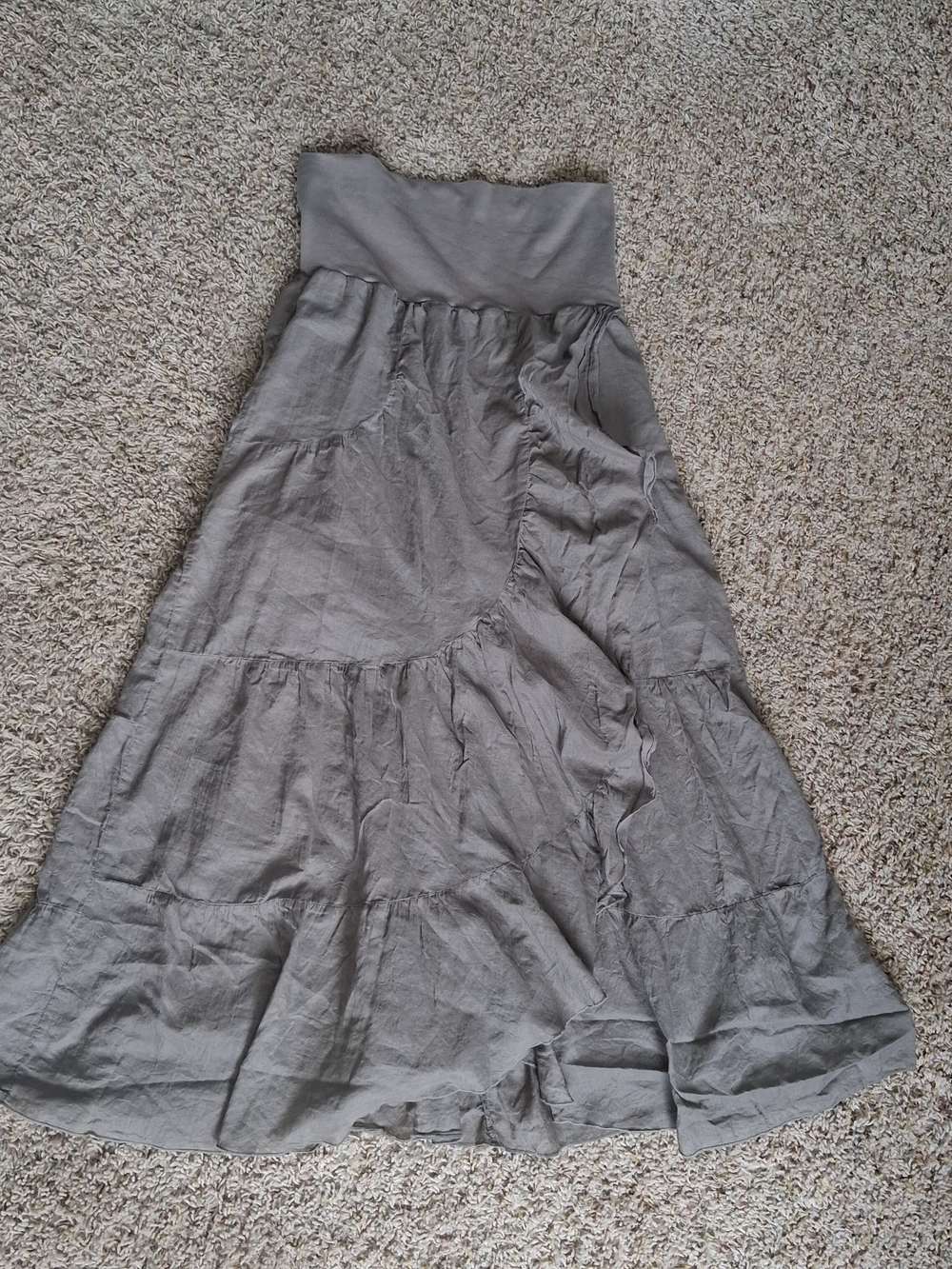 Vintage 90's Y2K FANG Cotton Fold Over Waist Tiered Wrapped Ruffled Maxi Skirt L